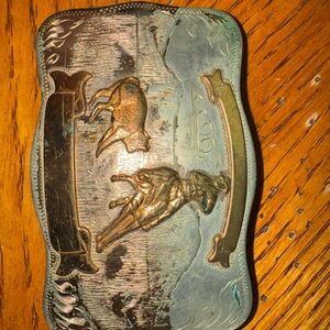 Vintage Western Belt Buckle with Cowboy and Horse